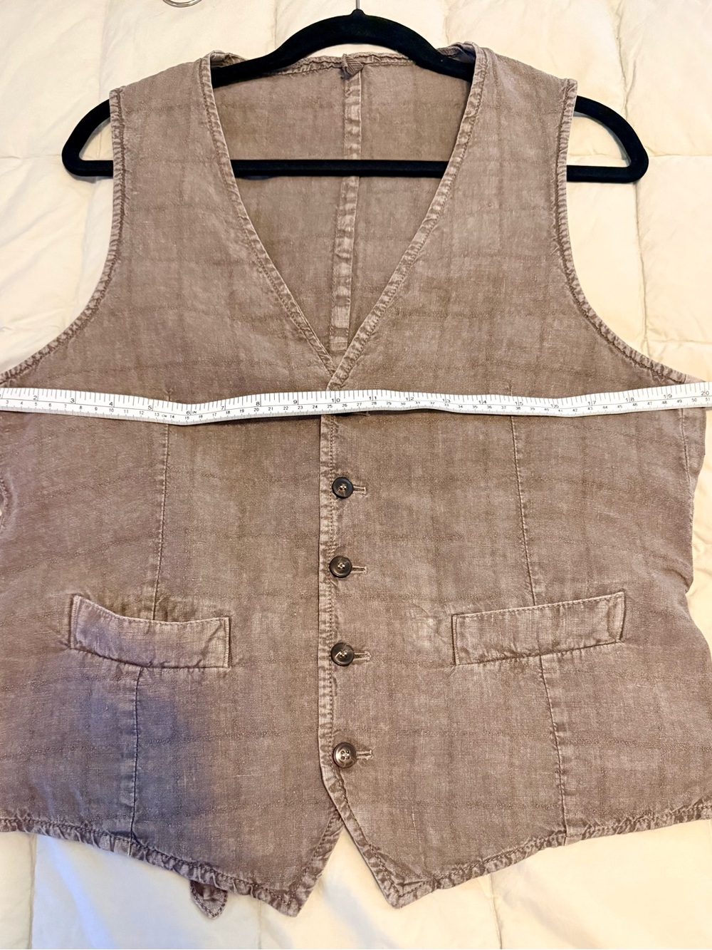 L.B.M. 1911 Distressed Linen Blend Waistcoat Vest Grey Mens IT 50 R US L slim - Picture 8 of 9
